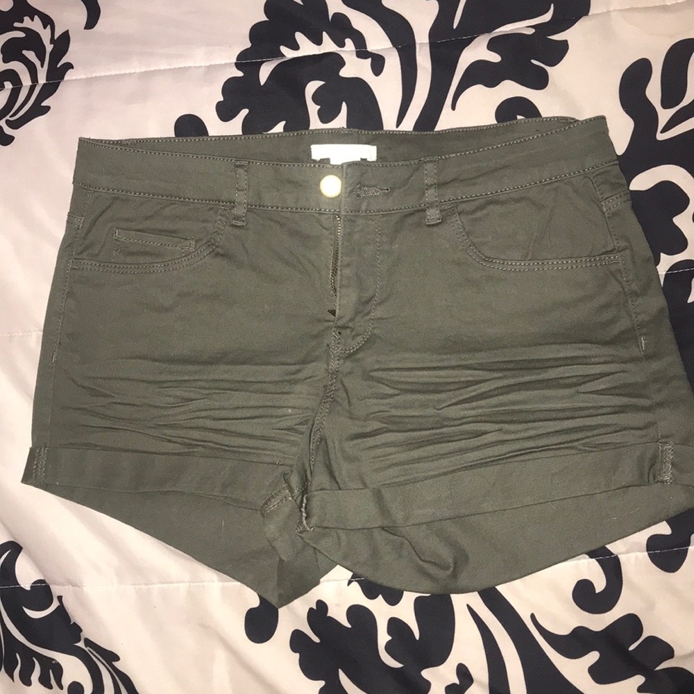 Green Denim Shorts